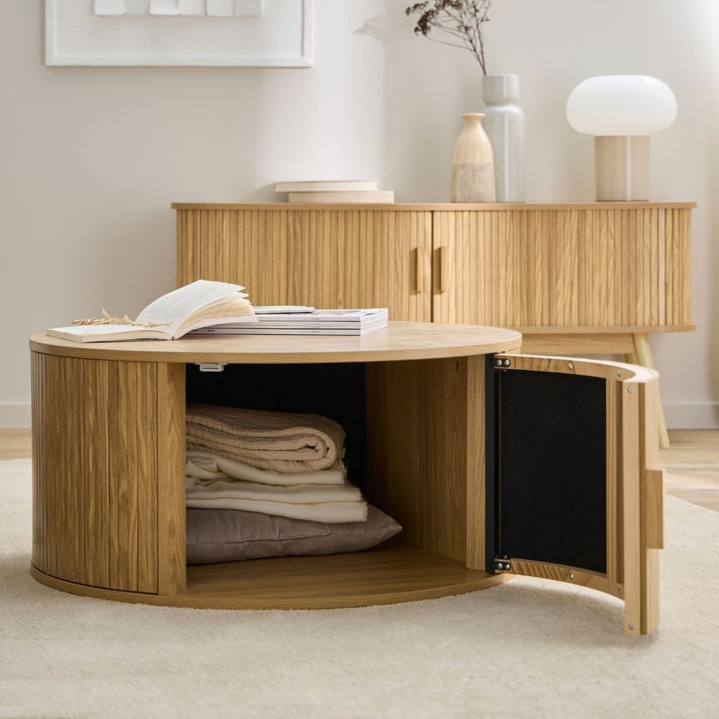Ernest - Table Basse Ronde Avec Rangements