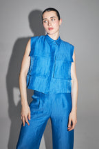 La Chemise Nina En Lin Bleu Brillant Fabriquée En Italie