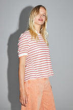 La Blouse Poppy Tricot Ajouré Rayures Cala Fabriquée En Italie