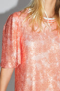 La Blouse Poppy A  Paillettes Oranges Fabriquée En Italie