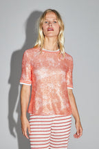 La Blouse Poppy A  Paillettes Oranges Fabriquée En Italie