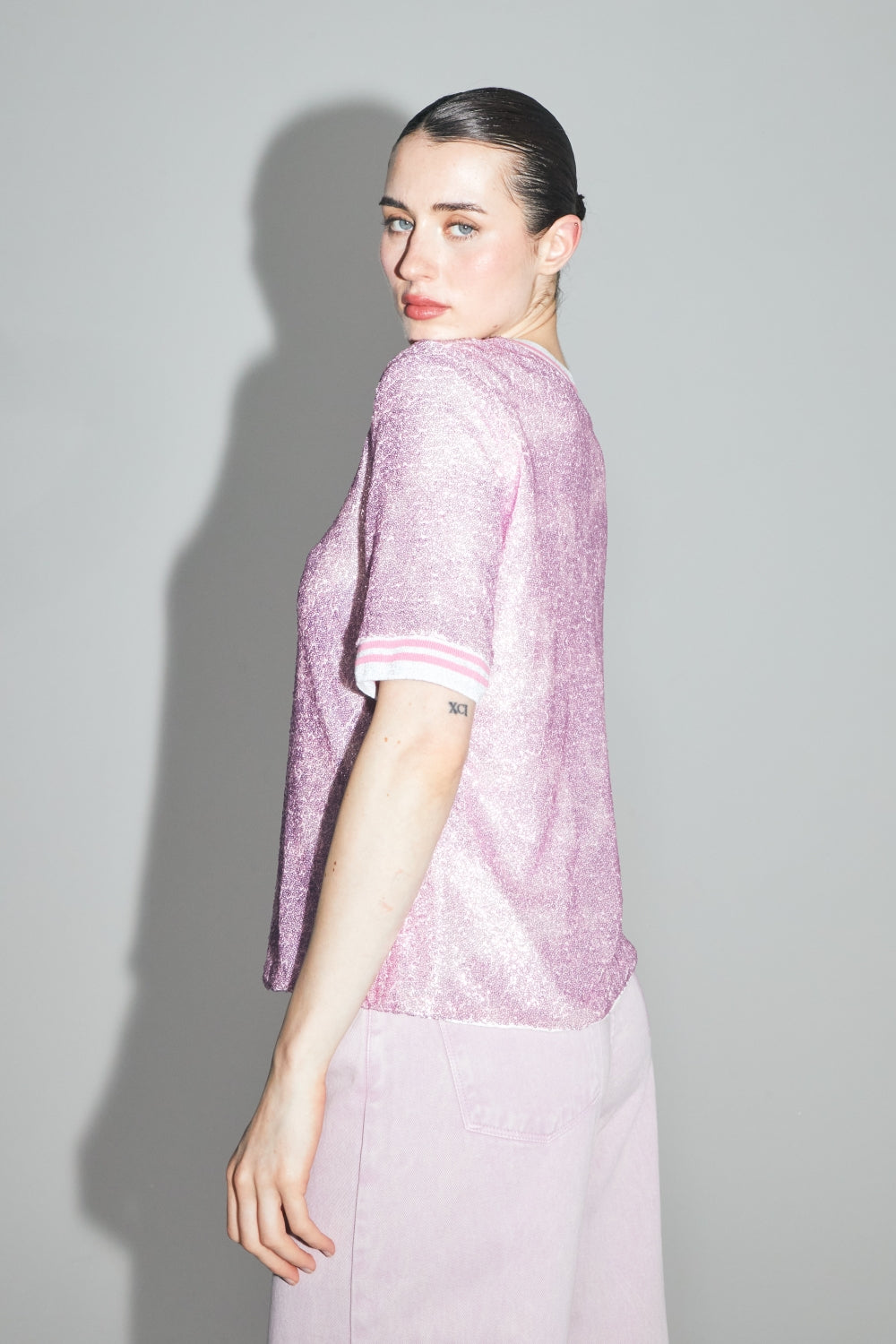 La Blouse Poppy A  Paillettes Roses Fabriquée En Italie