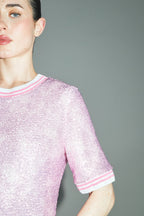 La Blouse Poppy A  Paillettes Roses Fabriquée En Italie
