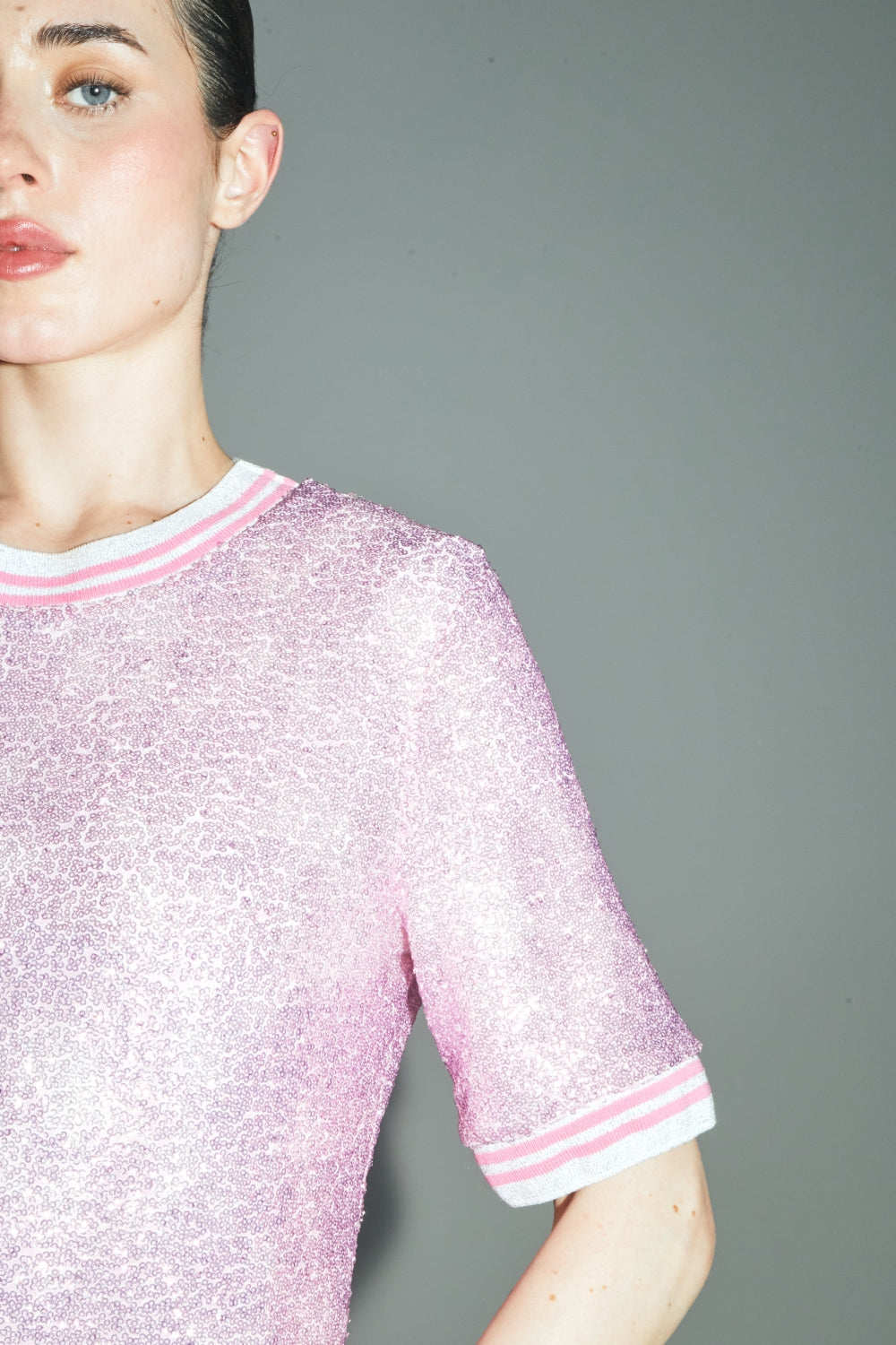 La Blouse Poppy A  Paillettes Roses Fabriquée En Italie