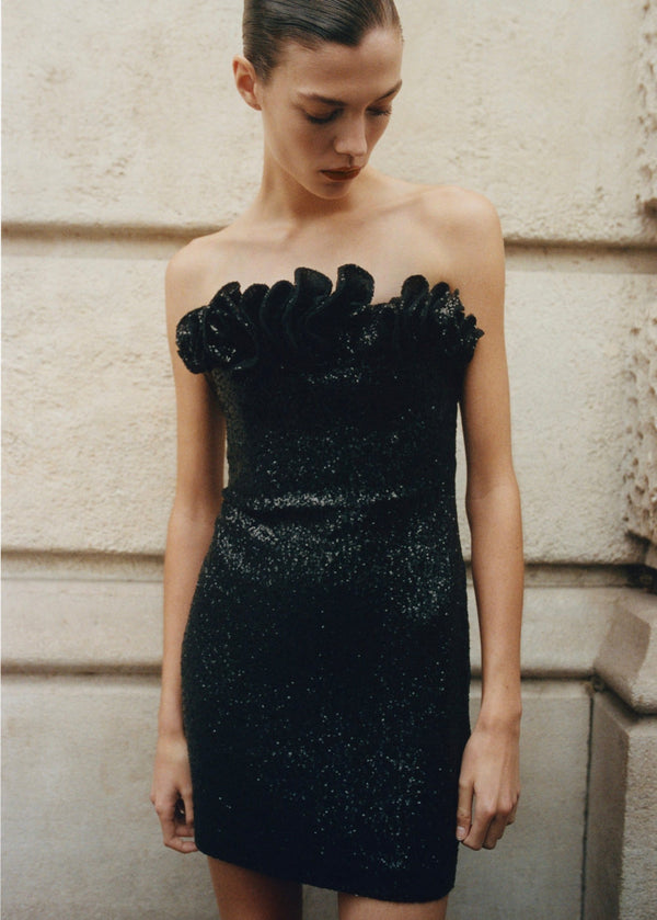 Robe Volant Ornement Paillettes