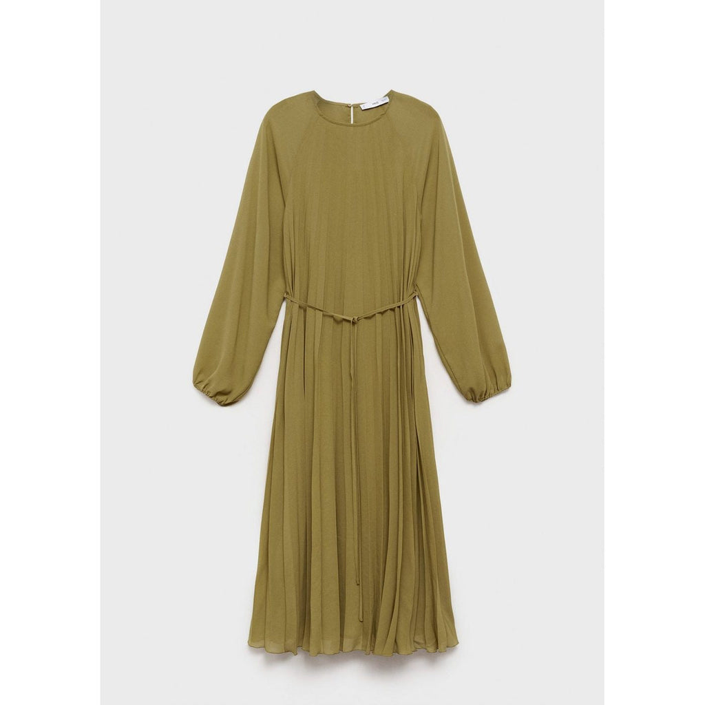 Robe Plissée Ceinture À Nouer