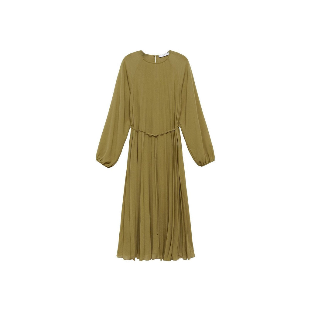 Robe Plissée Ceinture À Nouer