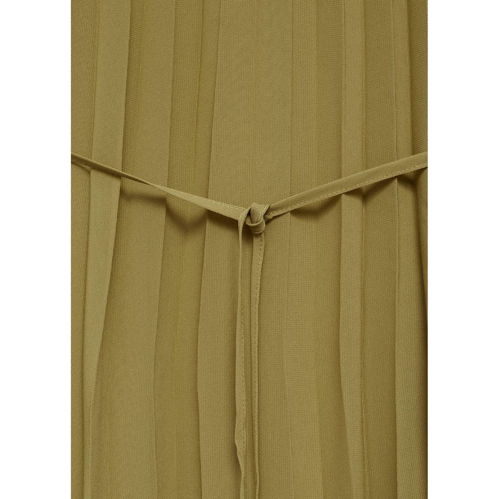 Robe Plissée Ceinture À Nouer