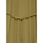 Robe Plissée Ceinture À Nouer