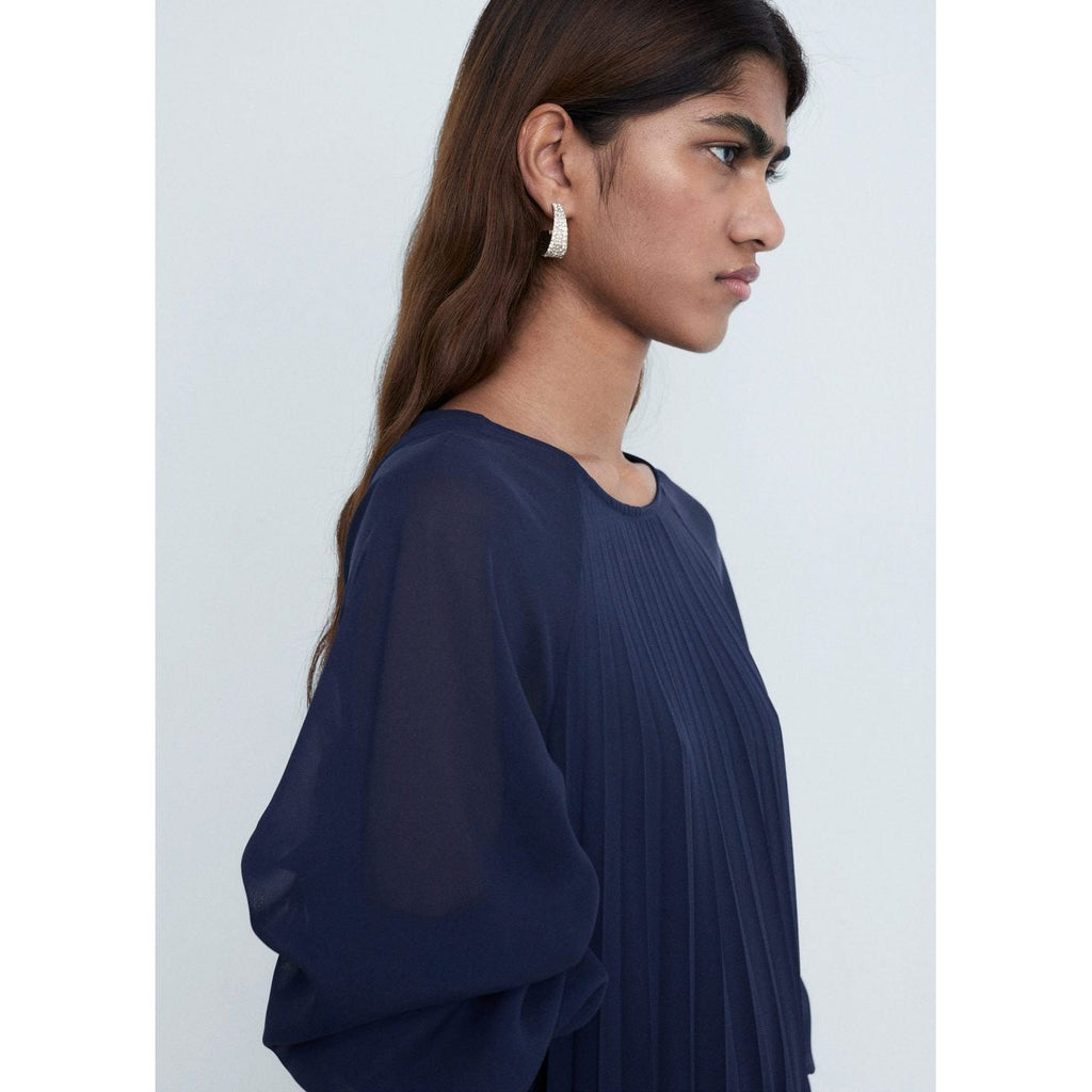 Robe Plissée Ceinture À Nouer