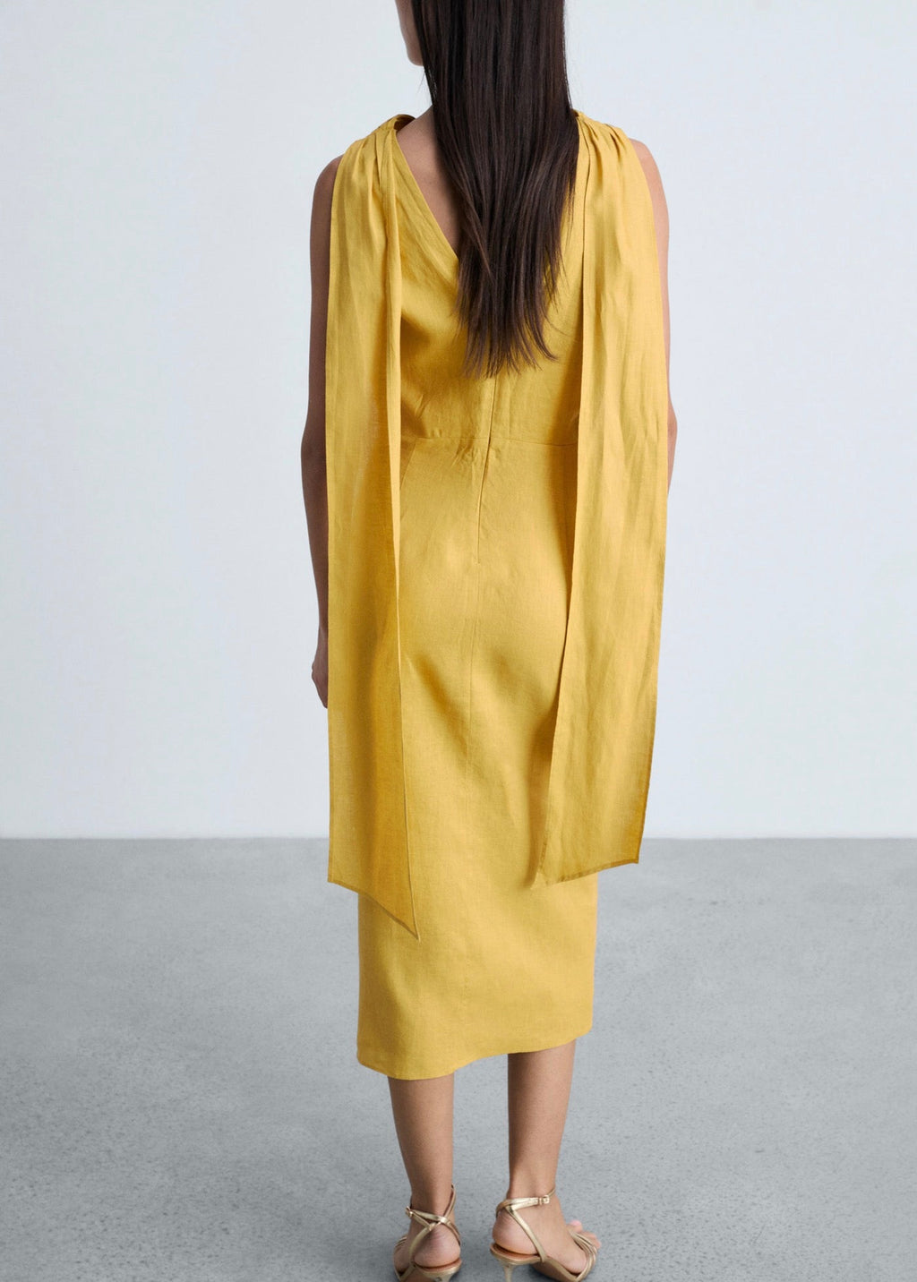 Robe Midi Plissée En Lin