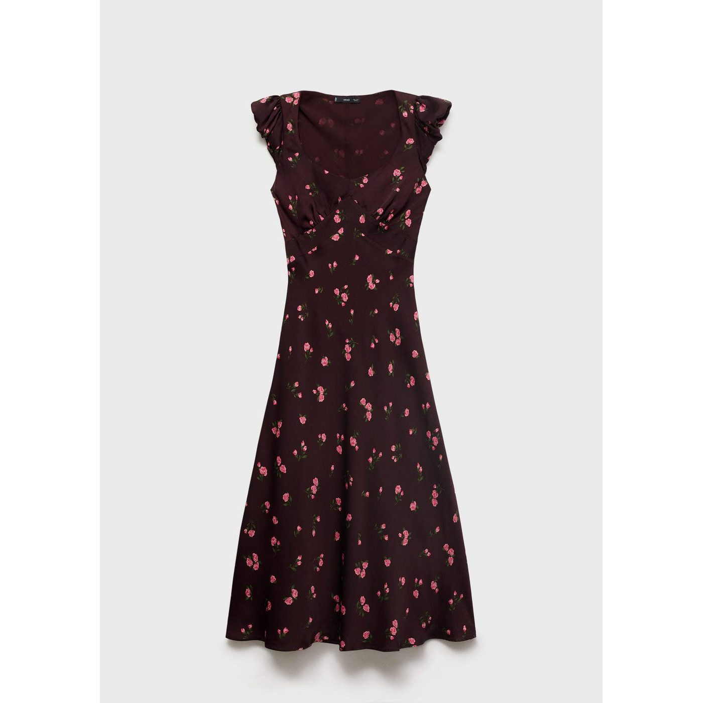 Robe Mi-Longue À Fleurs Manches Courtes