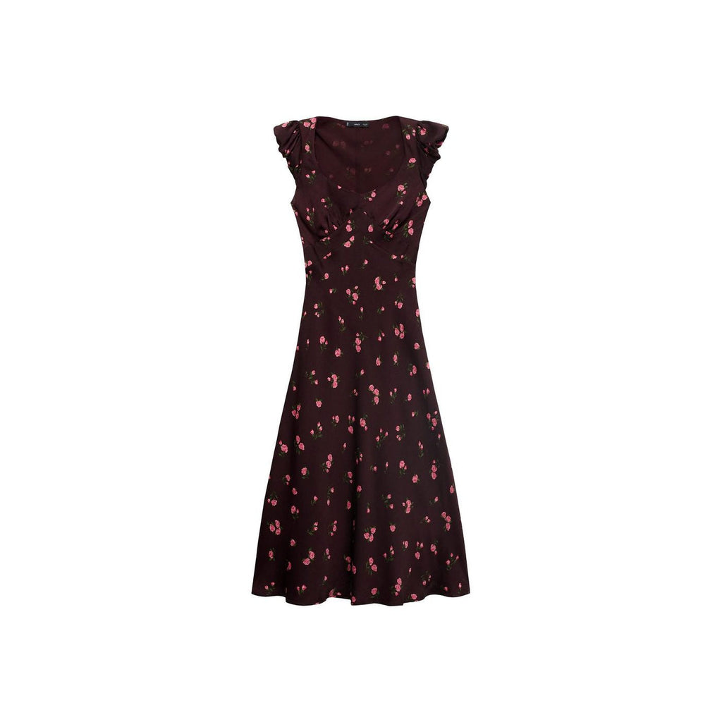 Robe Mi-Longue À Fleurs Manches Courtes