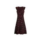 Robe Mi-Longue À Fleurs Manches Courtes