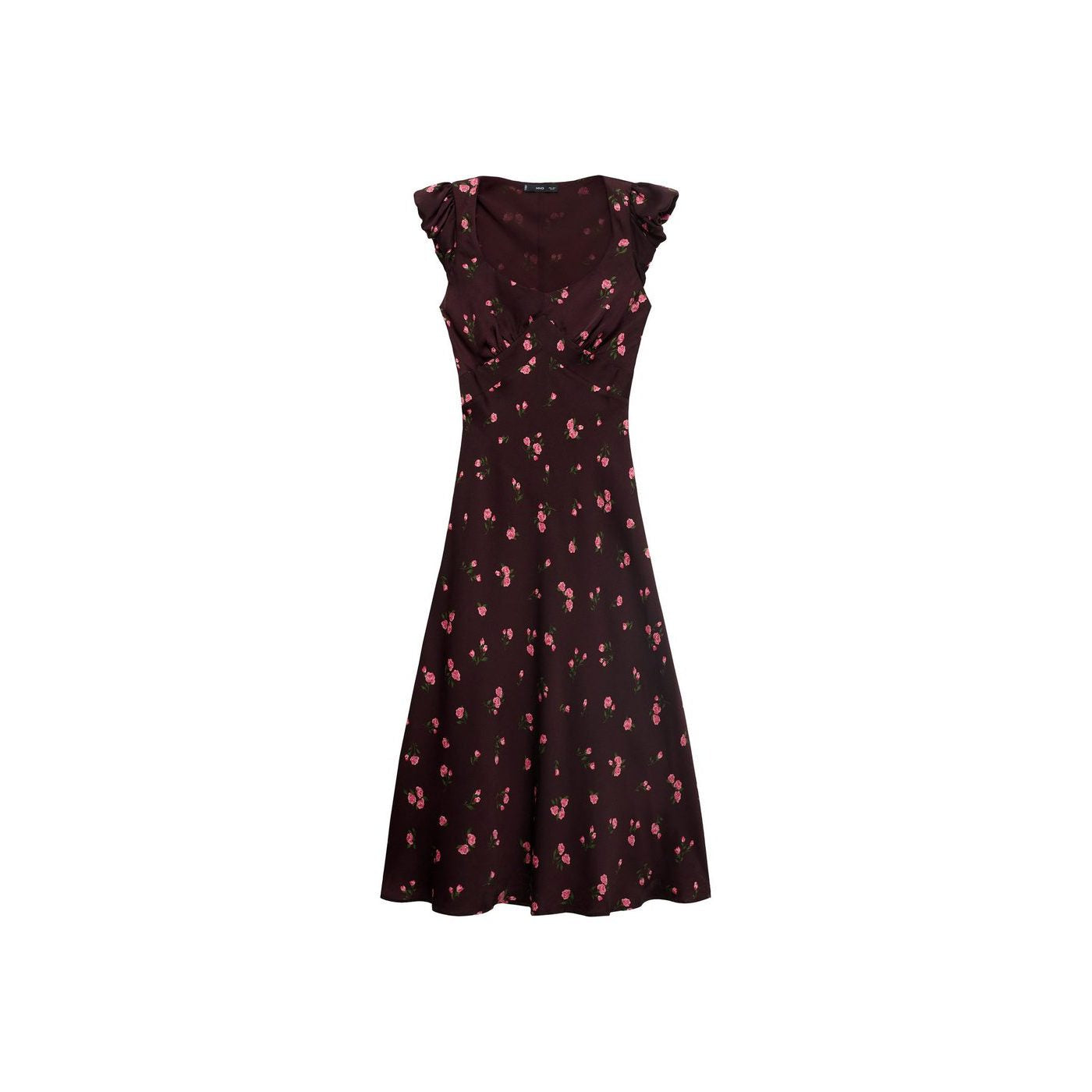 Robe Mi-Longue À Fleurs Manches Courtes