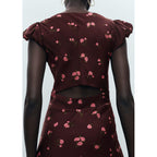 Robe Mi-Longue À Fleurs Manches Courtes