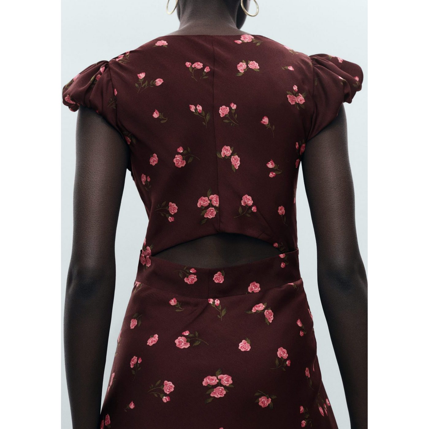 Robe Mi-Longue À Fleurs Manches Courtes