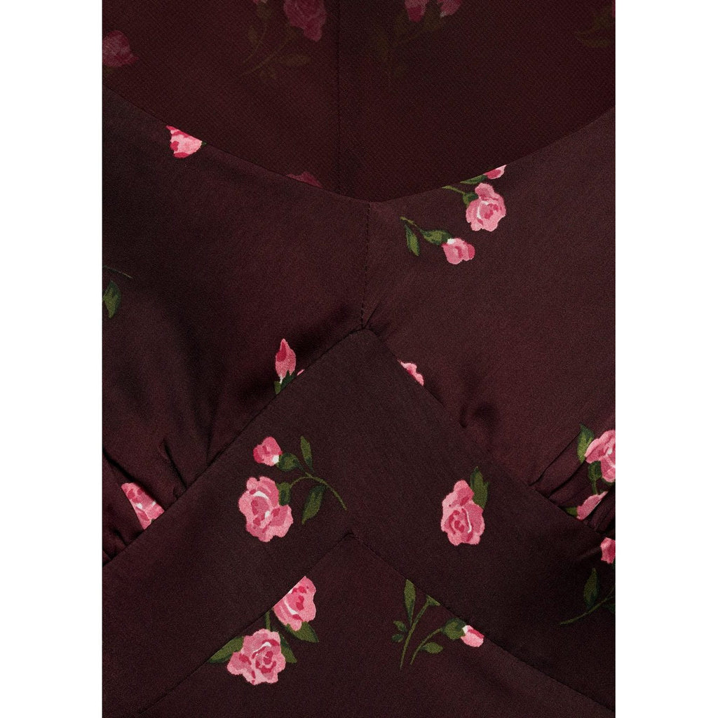Robe Mi-Longue À Fleurs Manches Courtes