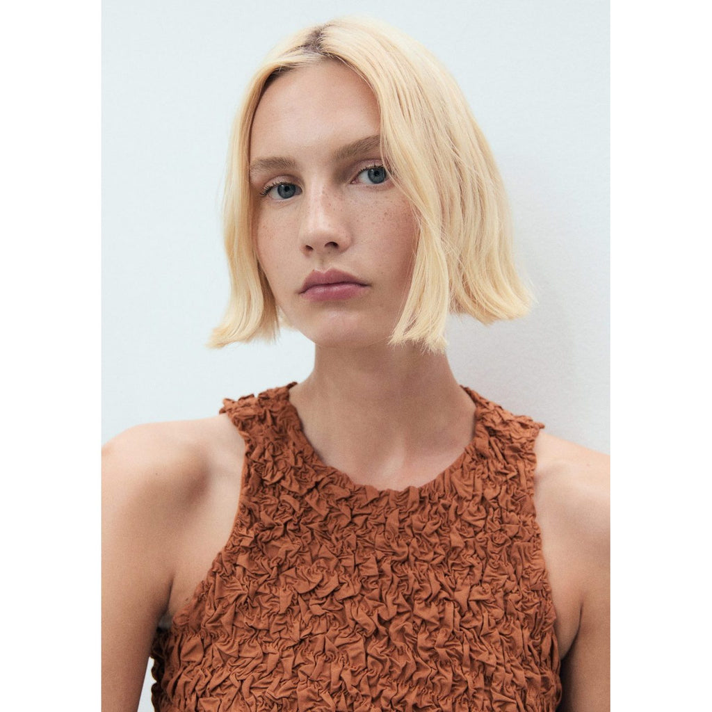 Robe Texturée Combinée Dos Ouvert
