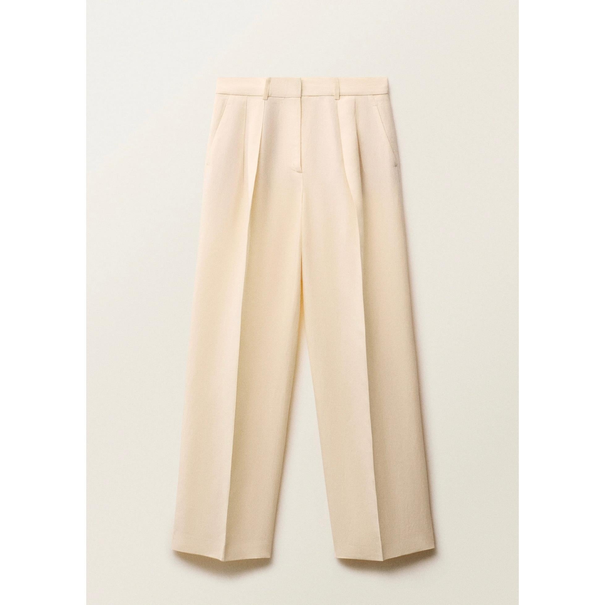 Pantalon De Costume Droit Lin Mélangé