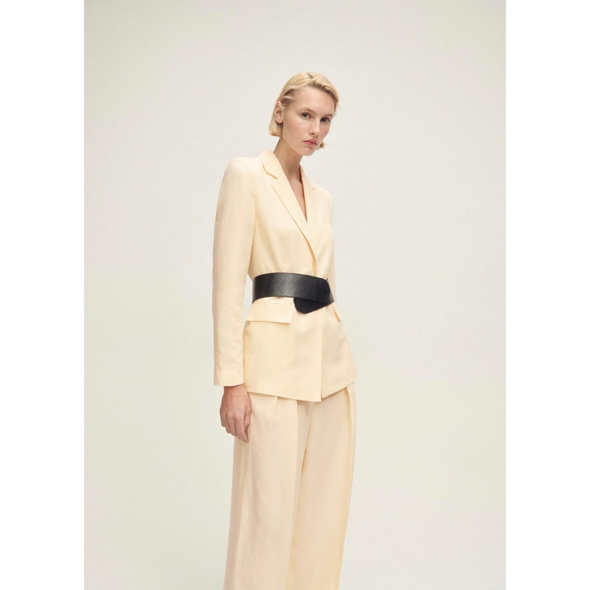Pantalon De Costume Droit Lin Mélangé