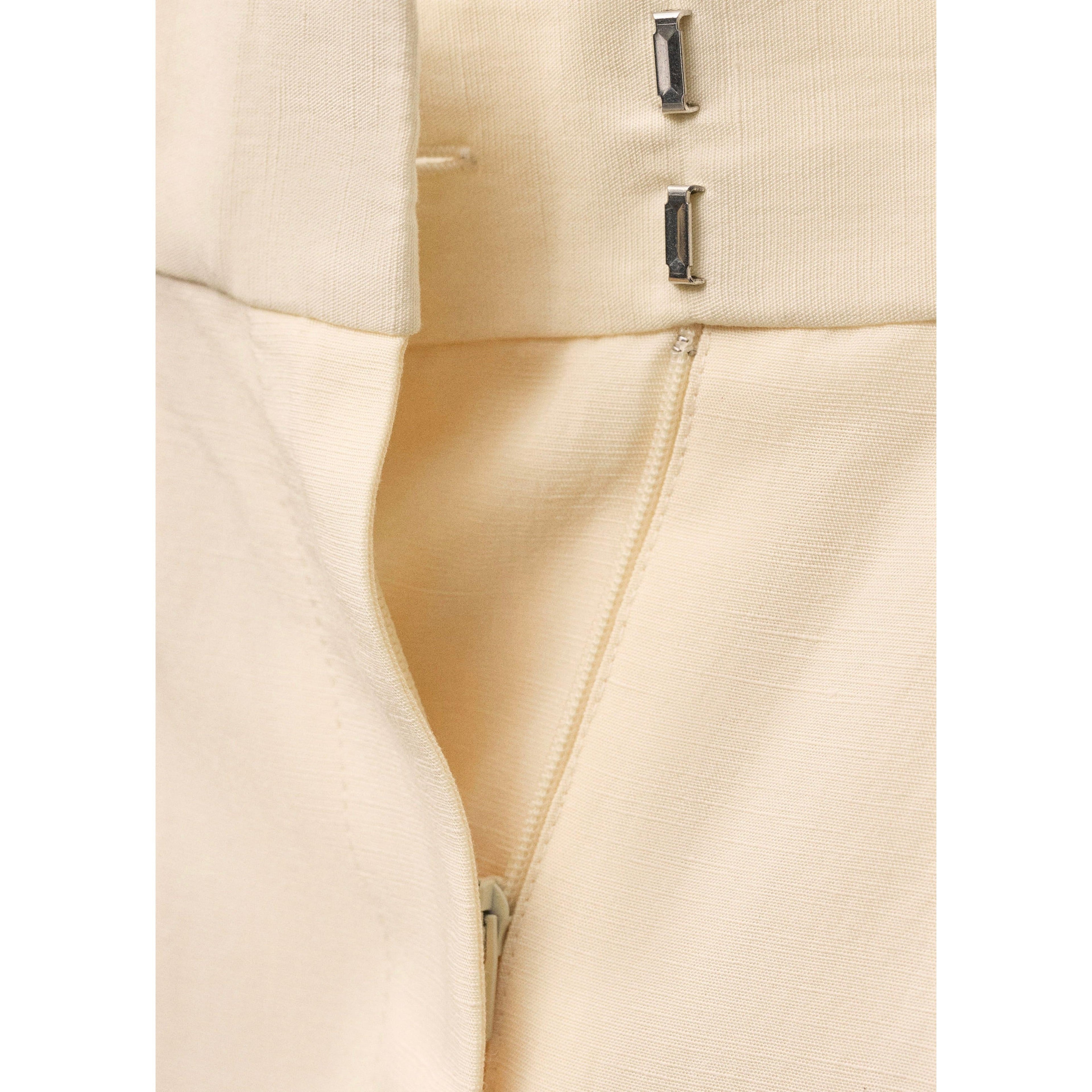 Pantalon De Costume Droit Lin Mélangé