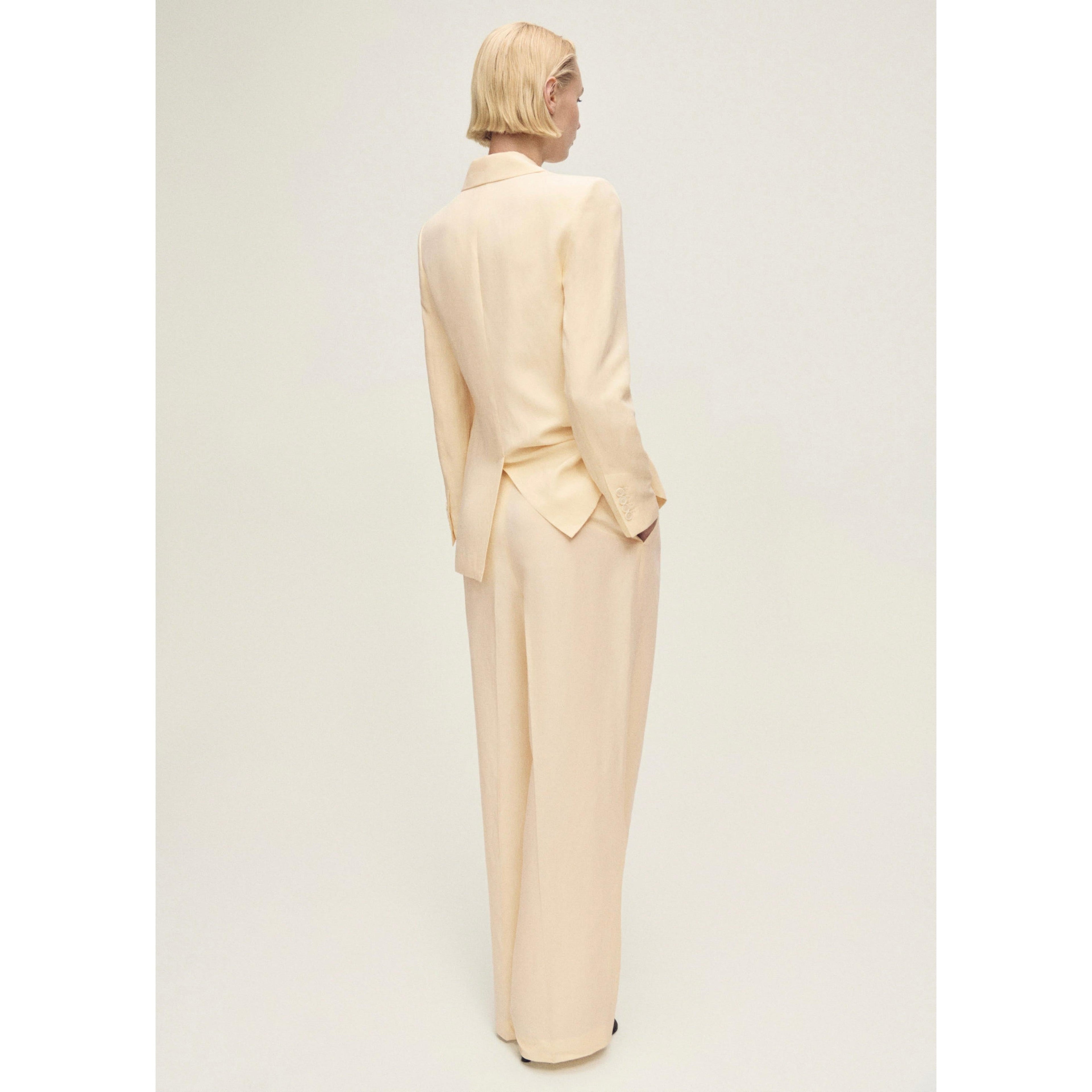 Pantalon De Costume Droit Lin Mélangé