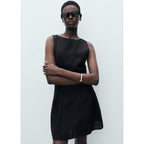 Robe Courte En Lin Mélangé À Plis