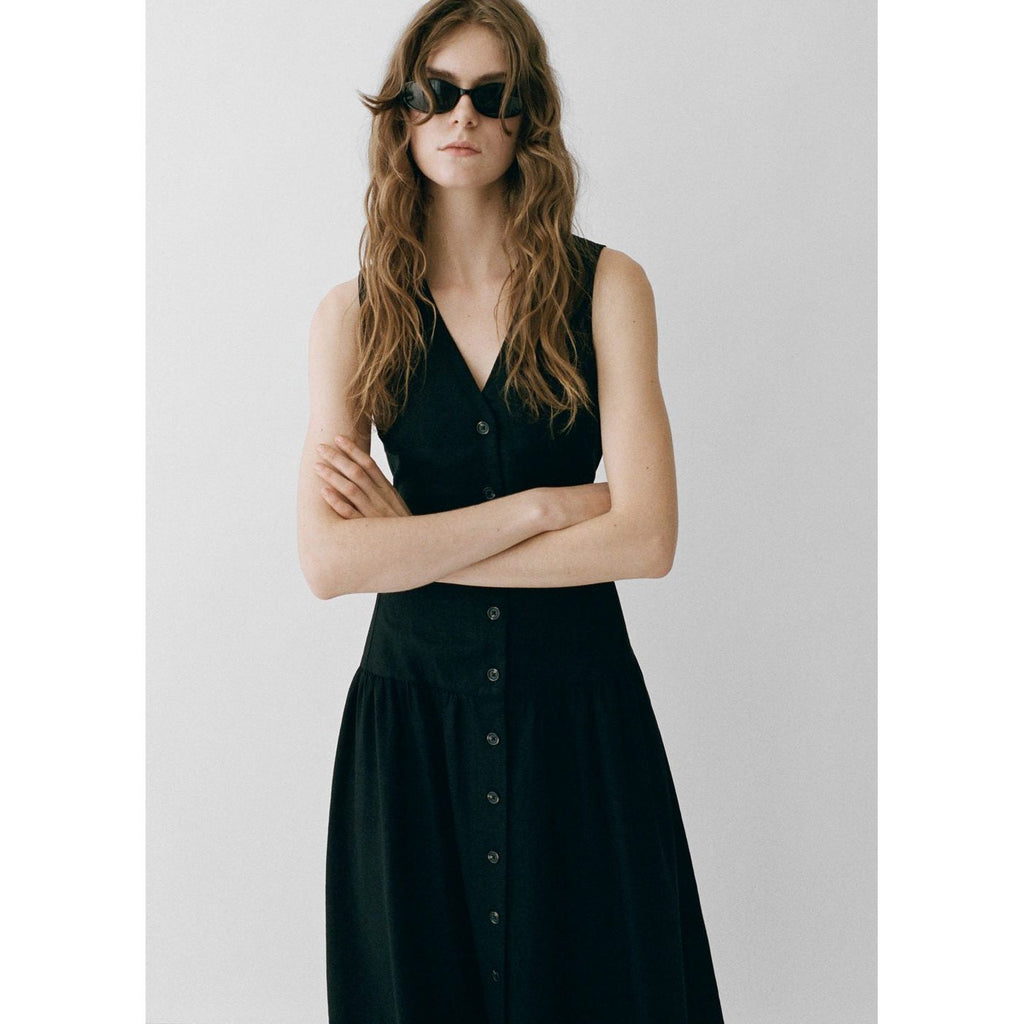 Robe Midi En Lin Avec Ceinture