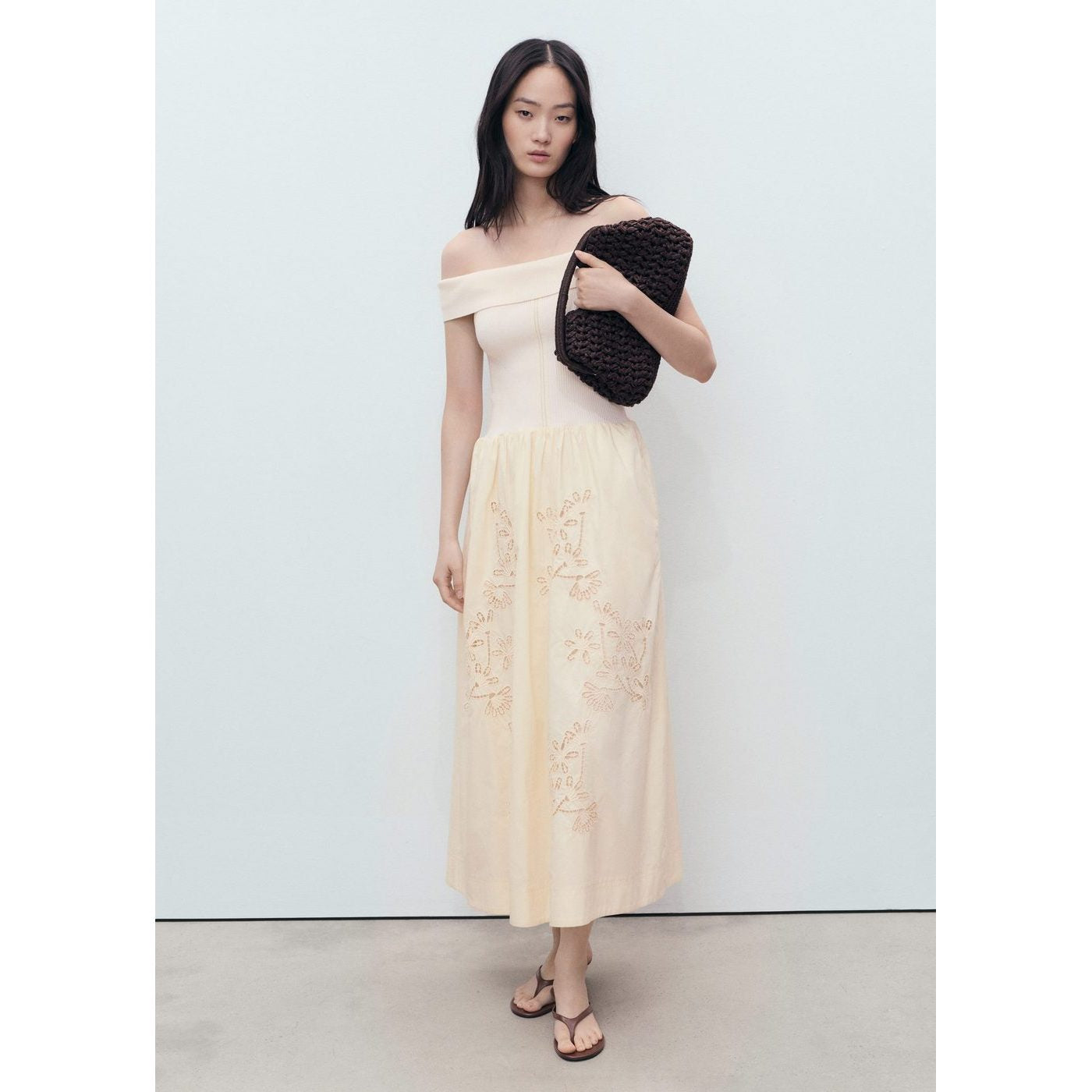 Robe Combinée Détails Brodés