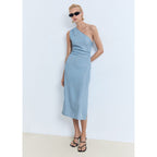 Robe Lyocell Asymétrique Drapée