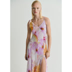 Robe Imprimé Fleurs Avec Bretelles Asymétriques