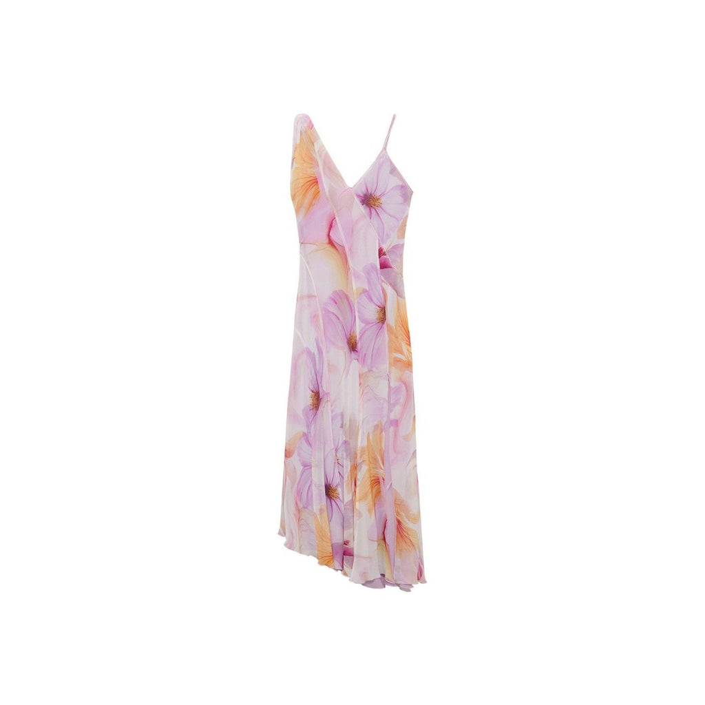Robe Imprimé Fleurs Avec Bretelles Asymétriques