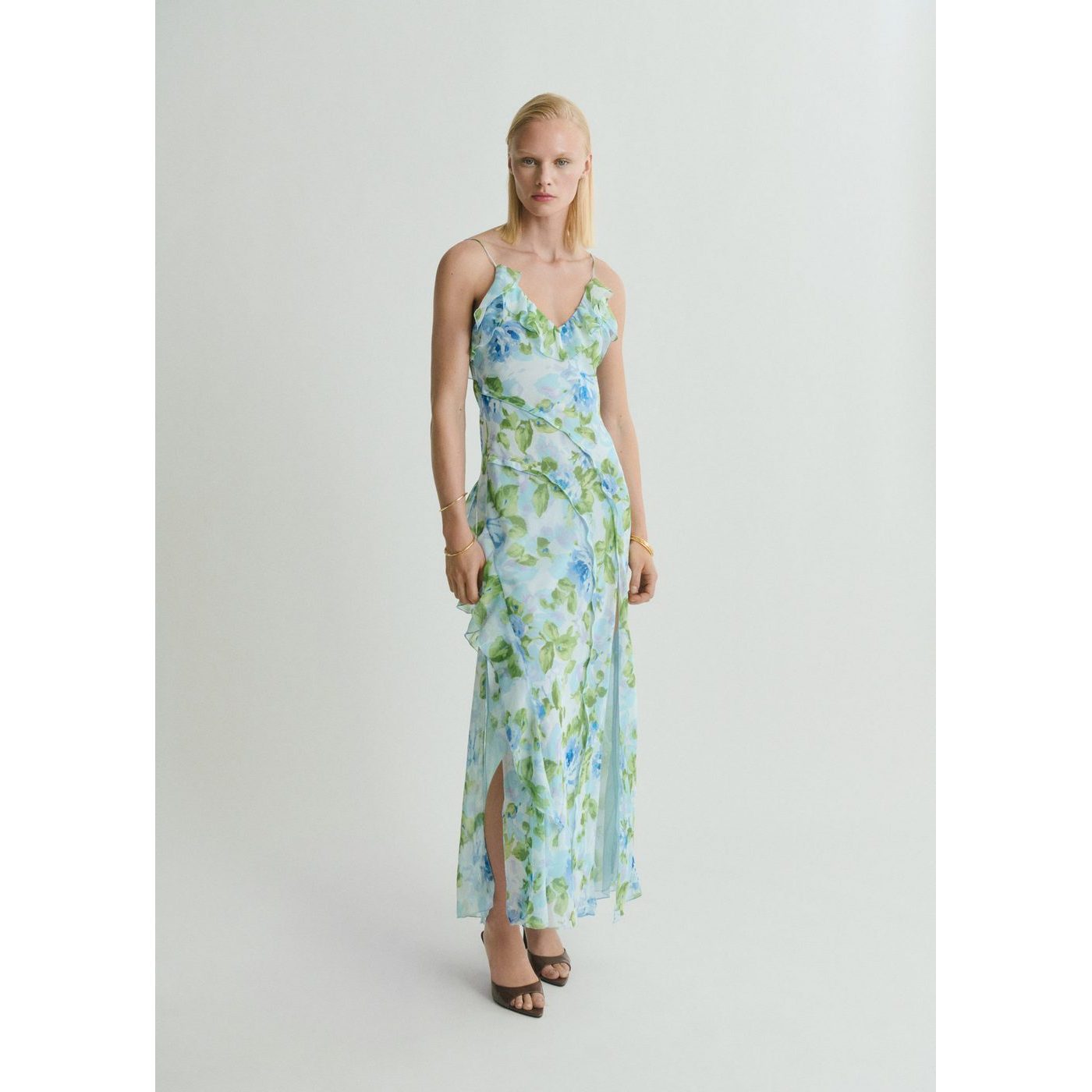 Robe À Fleurs Volantée
