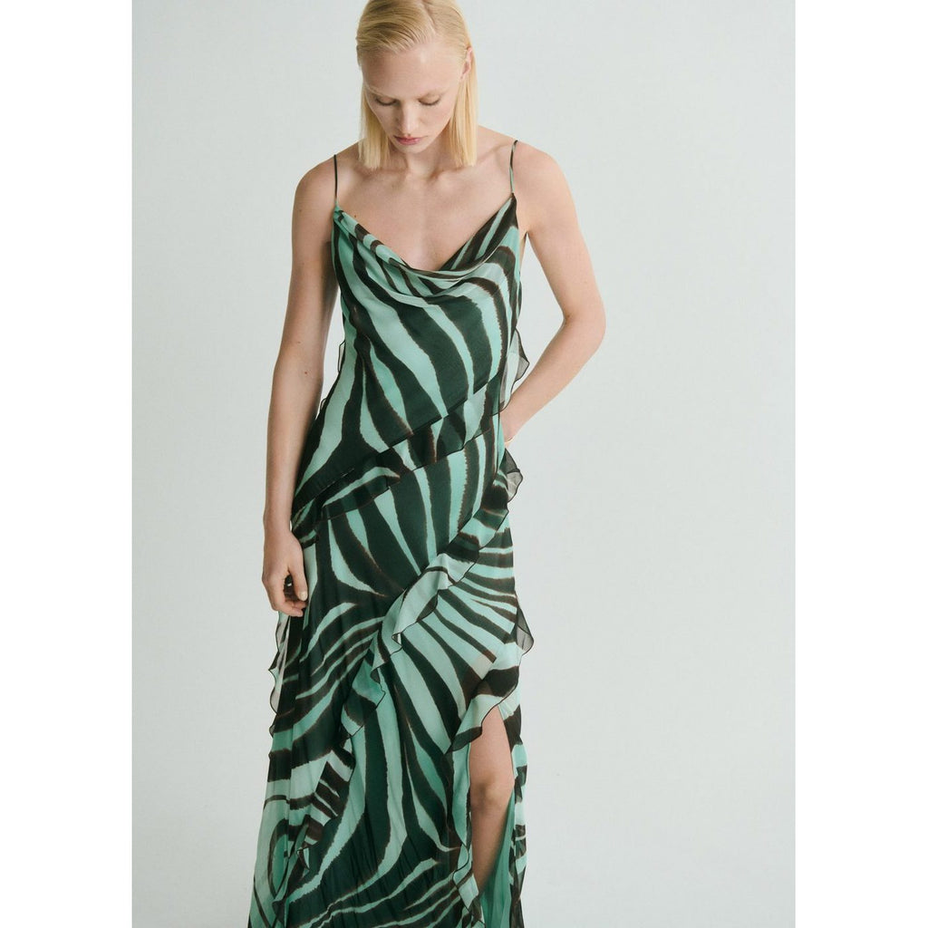 Robe À Volants Imprimé Zèbre