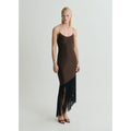 Robe Satinée Asymétrique À Franges