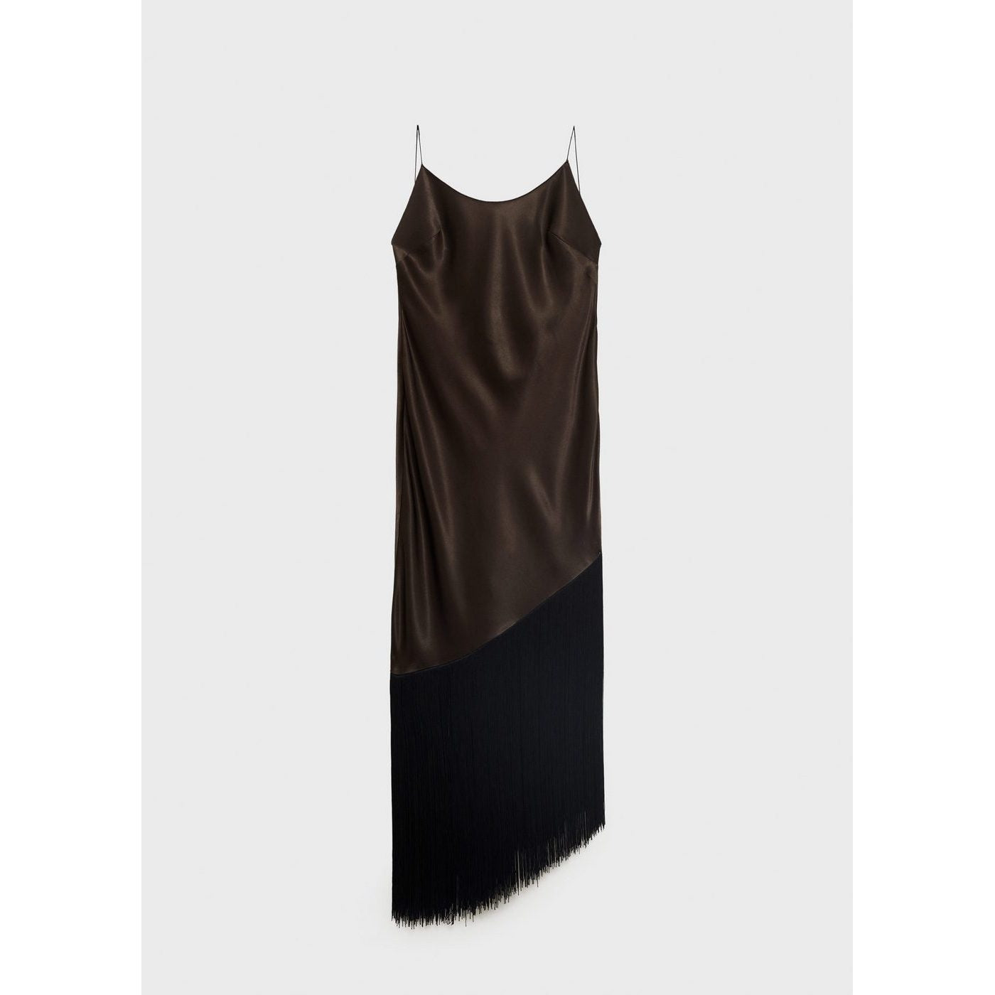Robe Satinée Asymétrique À Franges