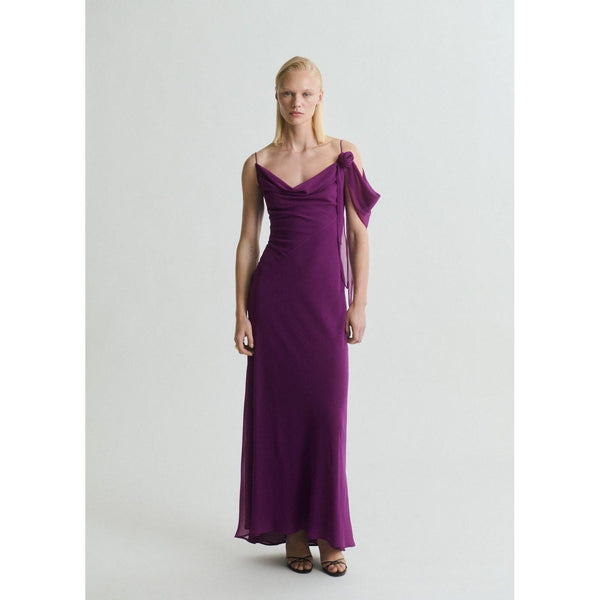 Robe Drapée Détail Fleur