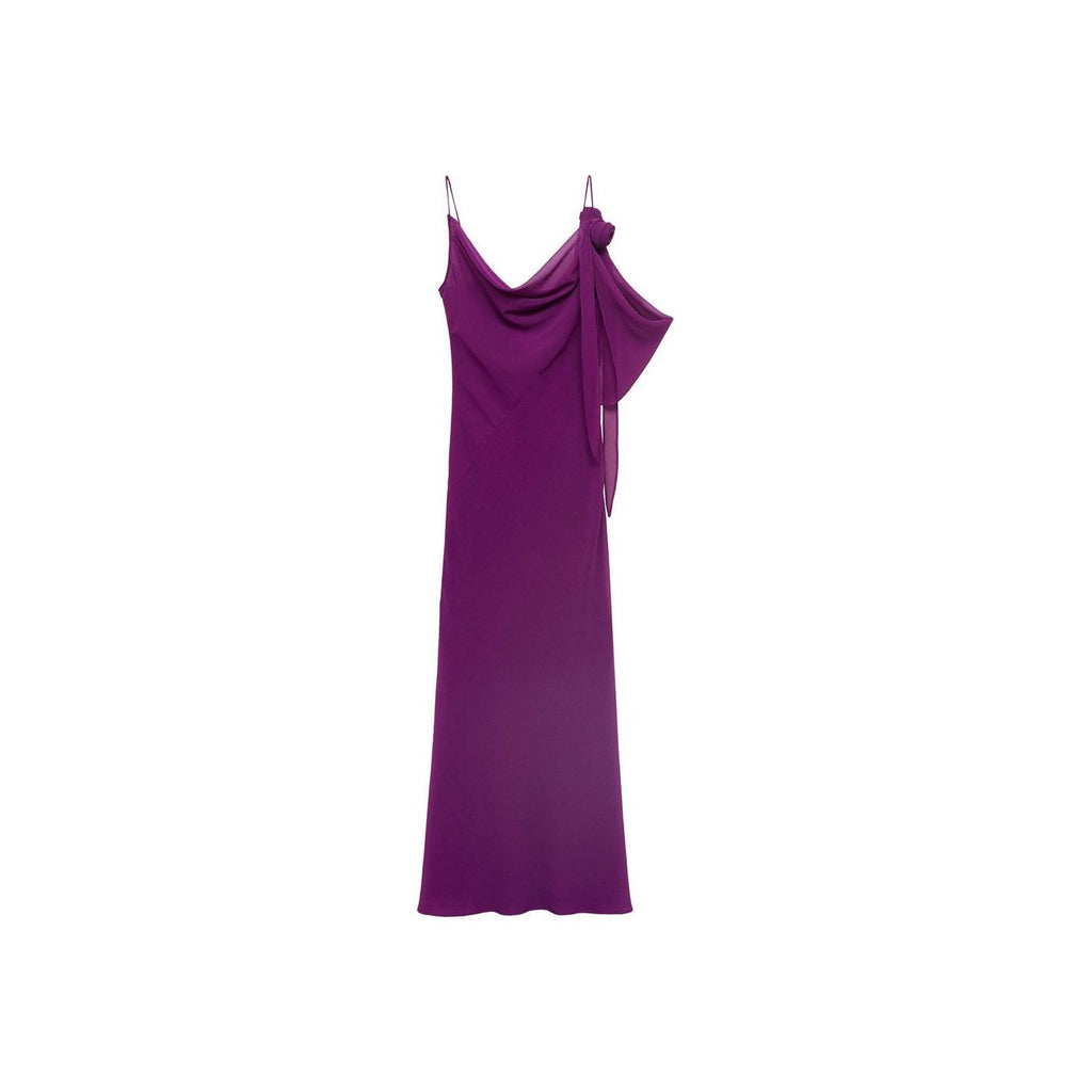 Robe Drapée Détail Fleur