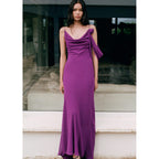 Robe Drapée Détail Fleur