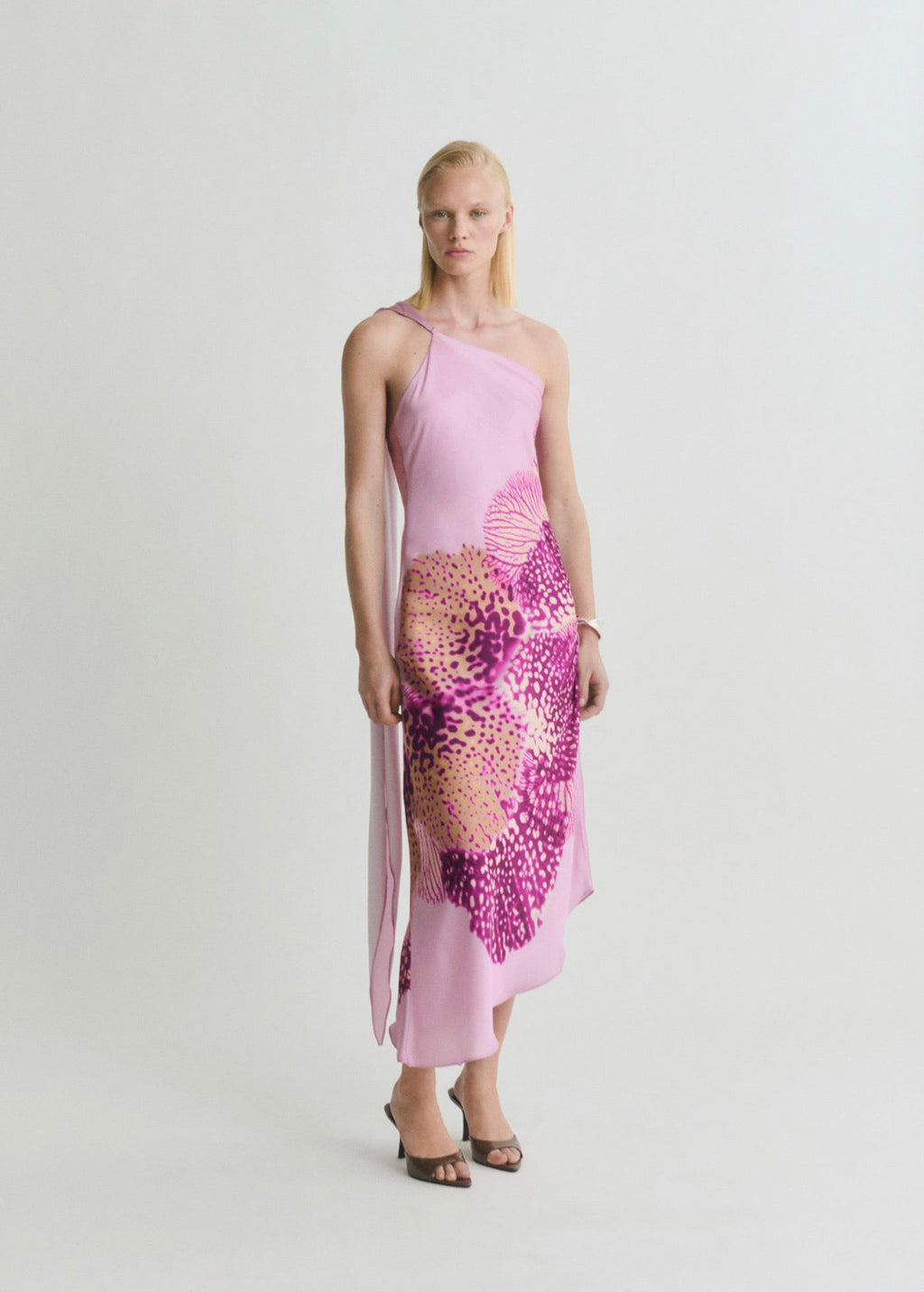 Robe Satinée Foulard À Imprimé Fleuri