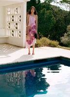Robe Satinée Foulard À Imprimé Fleuri