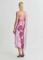 Robe Satinée Foulard À Imprimé Fleuri