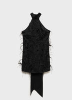 Robe Emmanchures Américaines Ornement Plumes