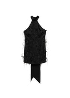 Robe Emmanchures Américaines Ornement Plumes