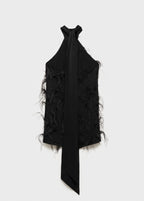 Robe Emmanchures Américaines Ornement Plumes