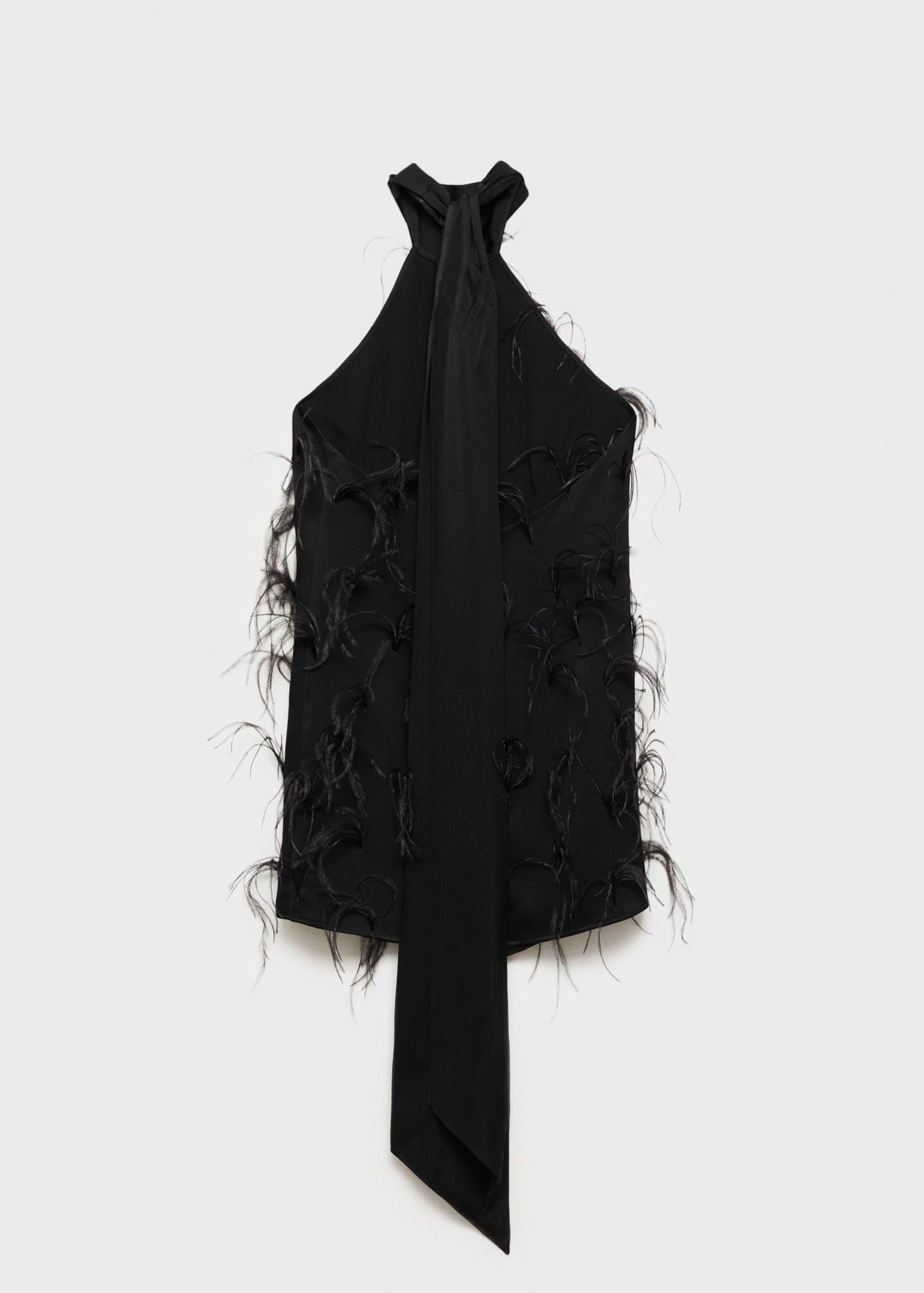 Robe Emmanchures Américaines Ornement Plumes
