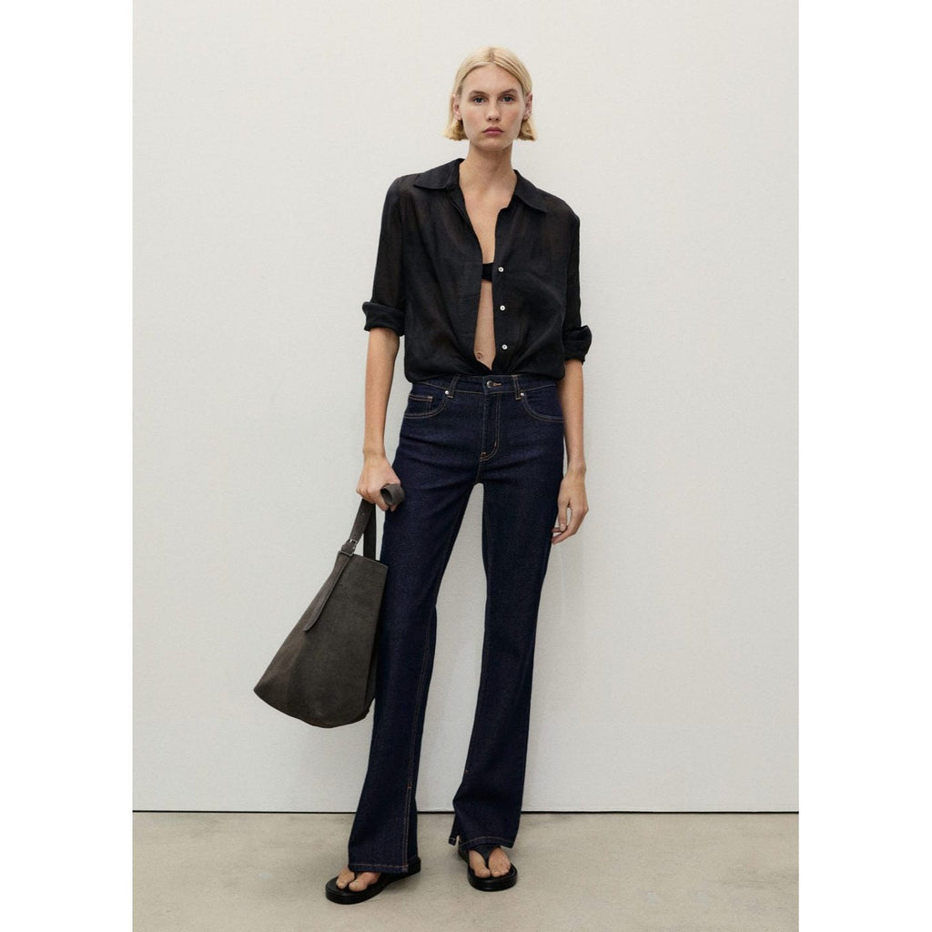 Jean Flare Fentes Rinse Wash