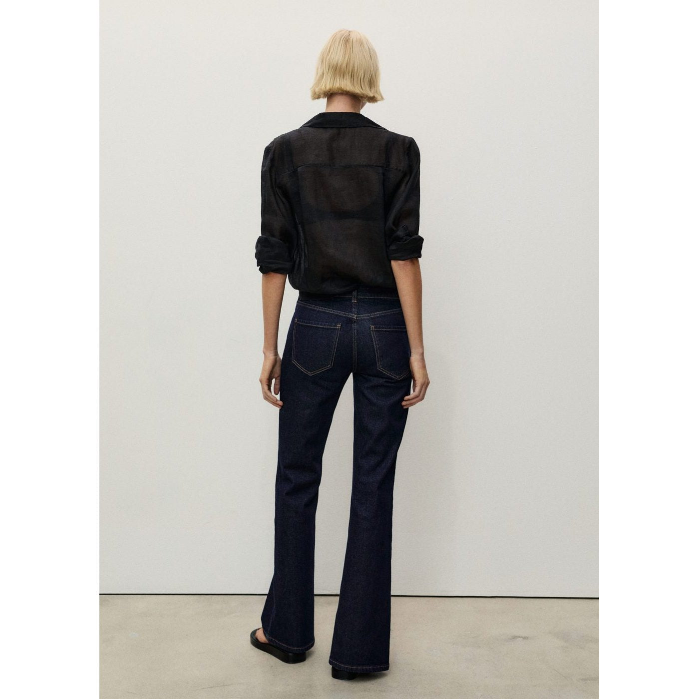 Jean Flare Fentes Rinse Wash