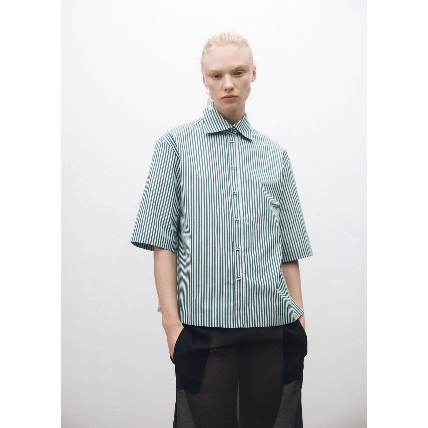Chemise Rayures Manches Courtes Coton